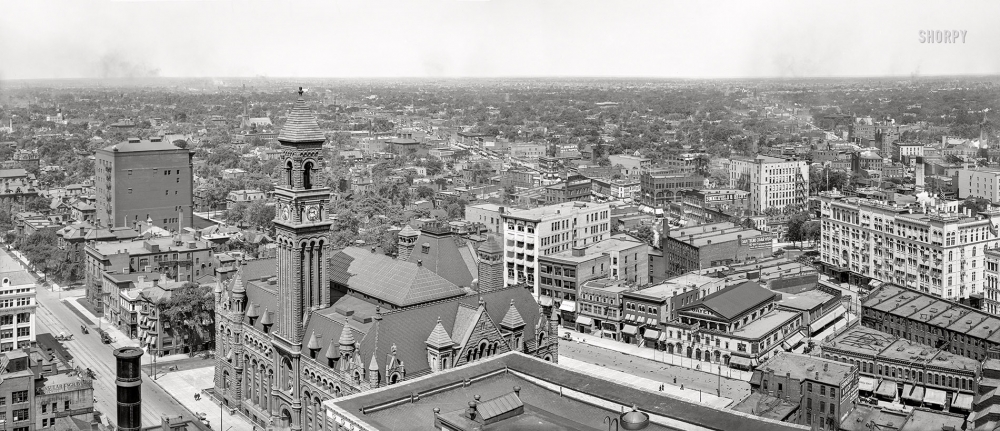 Photo showing: The Gayety: 1908 -- Greater Detroit. Fort Street, the Federal Building post office, and Michigan and Grand River Avenues. And burlesque!