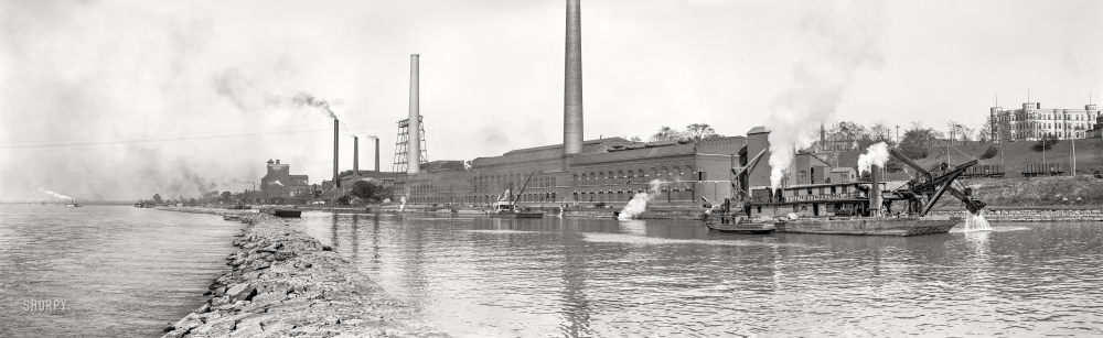 Photo showing: Buffalo Dredging -- Circa 1905. Waterworks and Niagara River, Buffalo, N.Y.