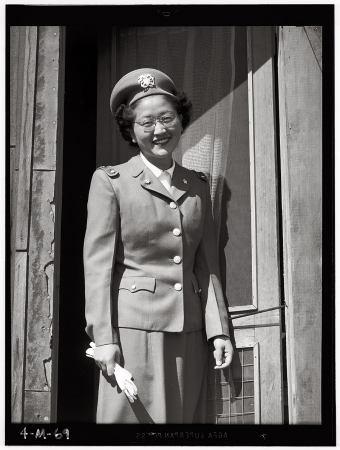 Photo showing: Nurse Fukuda -- Naval cadet nurse Kay Fukuda at the Manzanar Relocation Center in California, 1943.