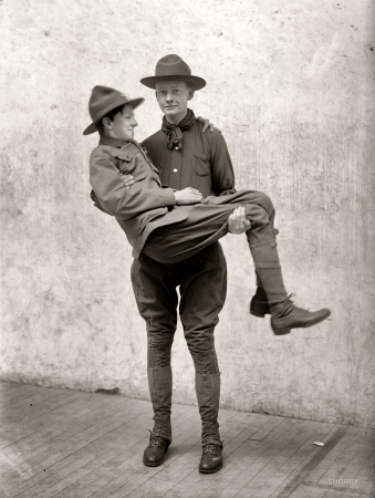 Photo showing: Brothers in Arms -- Boy Scout training demonstration, Washington, 1912.