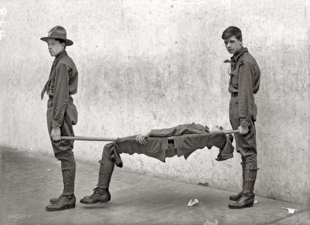 Photo showing: One Marshmallow Too Many -- Boy Scout training demonstration, 1912. Washington, D.C.