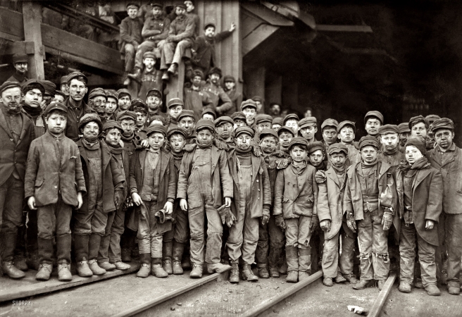 Photo showing: Pittston Breaker Boys -- January 1911. South Pittston, Pa. Breaker boys working in Ewen Breaker of Pennsylvania Coal Co.