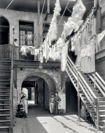 Photo showing: French Quarter Laundry -- New Orleans circa 1937. 1133-1135 Chartres Street.
