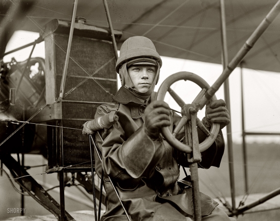 Photo showing: Steampunk Test Pilot -- 1912. Army aviation, College Park, Maryland. Tests of Curtiss plane for Army.