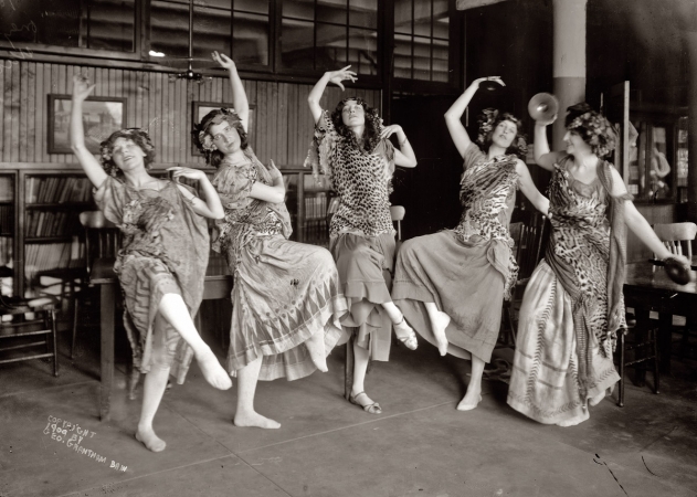 Photo showing: My Big Fat Greek Festival -- At the Greek Festival in 1909: Miss Grace Walters, Miss M.R. White, Mrs. A.S. Burden, Mrs. J.B. Eustis, Miss Martha White.