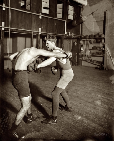 Photo showing: Bat Nelson: 1911 -- Lightweight boxing champ Bat Nelson and sparring partner in 1911.