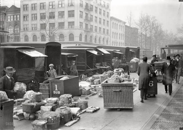Photo showing: Out for Delivery -- Woodward & Lothrop department store trucks, Washington, D.C. 1912.