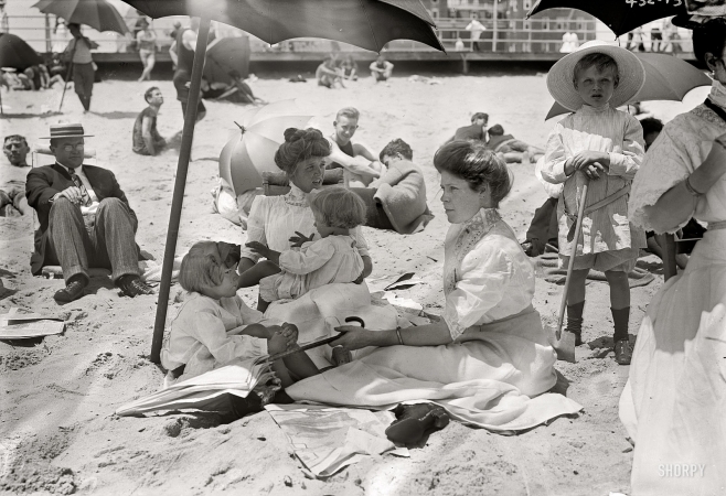 Photo showing: Asbury Outing -- July 11, 1911. On beach near Casino, Asbury Park, New Jersey.