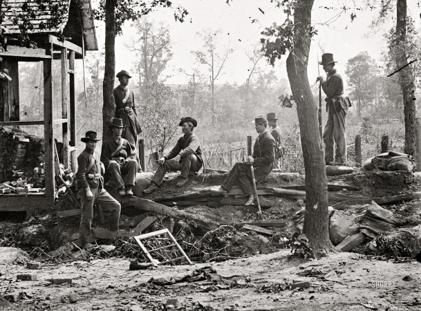 Photo showing: Yankees in Georgia -- 1864. Federal picket post near Atlanta, Georgia. 