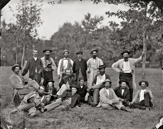 Photo showing: Scouts and Guides -- March 1864. Brandy Station, Virginia. Scouts and guides of the Army of the Potomac.