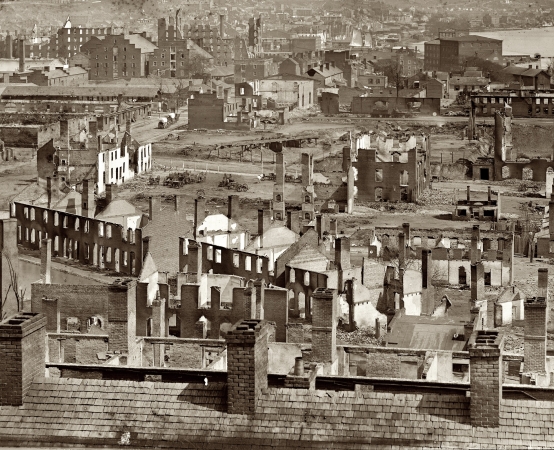Photo showing: The Burned District: 1865 -- Richmond, April 1865. Partial view of the burned district.