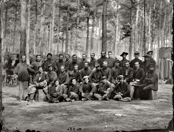 Photo showing: Drama Club: 1864 -- August 1864. Petersburg, Virginia. Essayons Dramatic Club, a group of the U.S. Engineer Battalion.