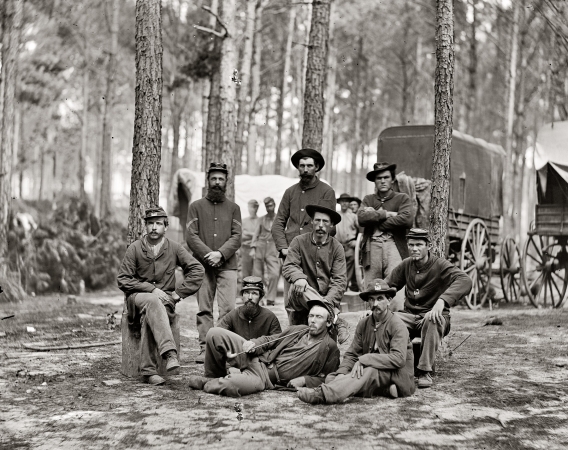 Photo showing: Company B: 1864 -- August 1864. Petersburg, Virginia. Group of Company B, U.S. Engineer Battalion.