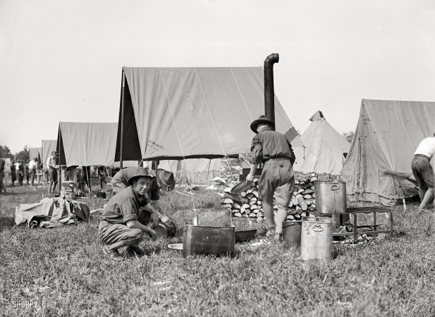 Photo showing: Camp Cook-Out: 1915 -- National Guard of D.C. cooking.