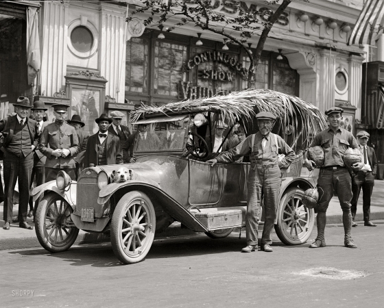 Photo showing: And a Dog Named Gyp -- May 2, 1922. Washington, D.C.  George R. Wharff and Joseph Fossard returning from Florida.