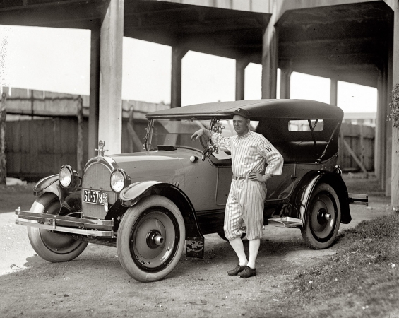 Photo showing: Major League Auto -- Washington Nationals manager Clyde Milan and his Oldsmobile, 1922.