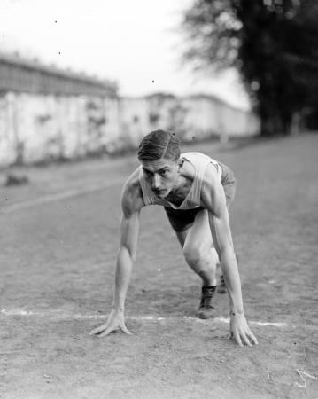 Photo showing: Get Set -- 1922. William Grass on the starting line.