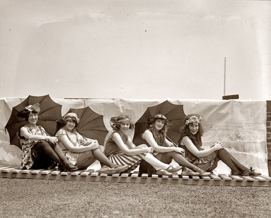 Photo showing: The Fab Five -- Lansburgh bathing girls in 1922 near Washington, D.C. Girl on the right: Iola Swinnerton.
