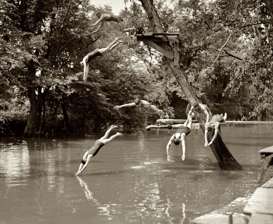 Photo showing: Swimming Hole Ambush -- August 21, 1922. Citizens' Military Training Camp, Camp Meade (Fort Meade, Md.)