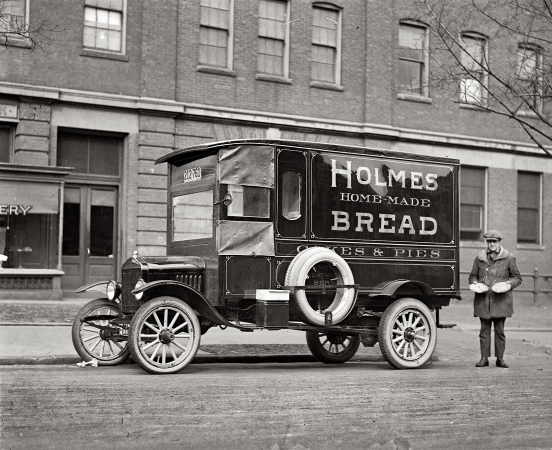 Photo showing: I Am the Pie Man -- Washington, D.C. Holmes Bakery, Ford truck, 1923.