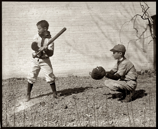 Photo showing: Batter Up -- Boys playing baseball. March 21, 1923.