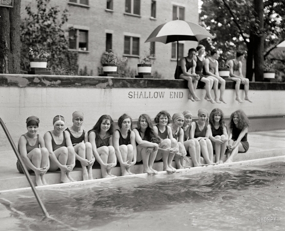 Photo showing: Shallow End -- Washington, D.C. 1923. Swimmers at the Wardman Park Hotel pool.