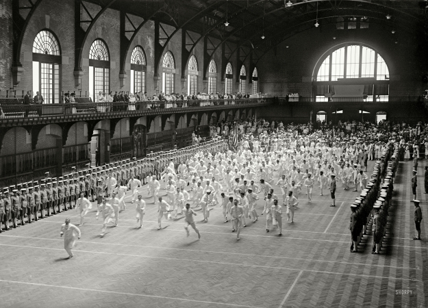 Photo showing: A Race from the Finish -- Graduation exercises, U.S. Naval Academy, Annapolis, Maryland, 1917.