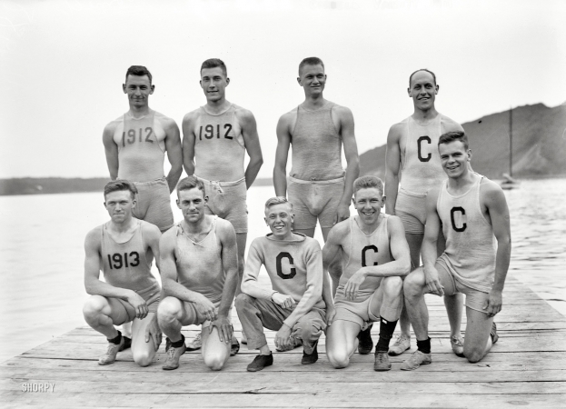 Photo showing: Cornell Rowers -- June 18, 1911. Poughkeepsie, New York. Cornell Varsity rowers.