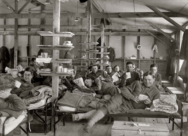 Photo showing: Letter From Home -- Camp Meade, Maryland, Winter 1917.