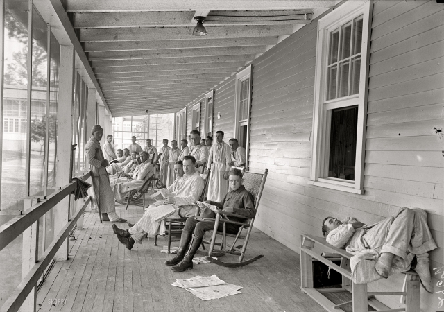 Photo showing: Over Here: 1918 -- Army soldiers, Walter Reed Hospital.
