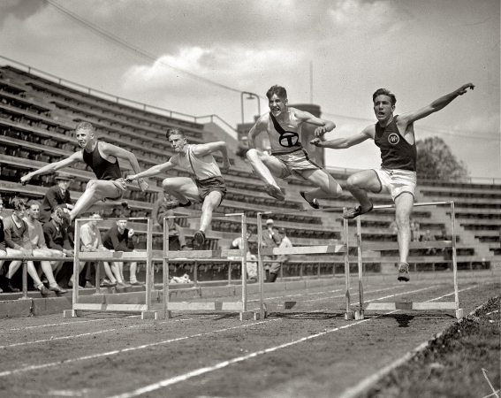 Photo showing: Hurdles Overcome -- Washington, D.C. May 31, 1924. High school track.