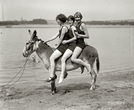 Photo showing: Beach Patrol -- July 30, 1924. Hazel Watson, Eleanor Howell and Marjie Peacock at Arlington Beach.