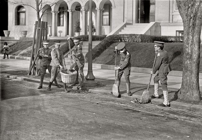 Photo showing: Junior Marines -- Washington, D.C., 1919. Junior Marines, 'clean-up' squad.