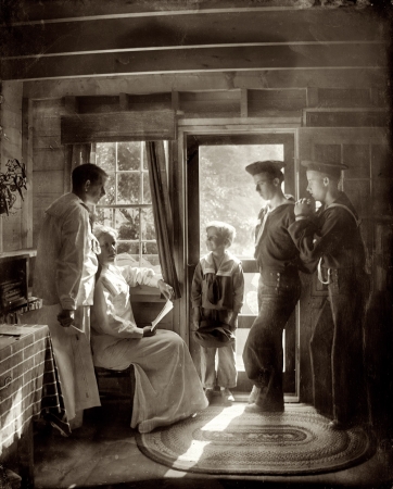Photo showing: The White Family -- 1913. The Clarence White family in Maine.