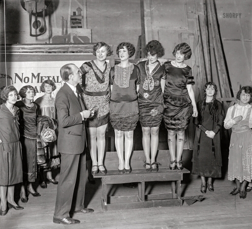 Photo showing: An Act With Legs -- January 23, 1925. Washington, D.C. Broadway producer Earl Carroll picking beauties to play in the 1925 Vanities.