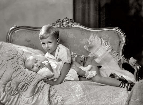 Photo showing: Two Little Hallers -- Washington, D.C., 1933. Robert Haller children.