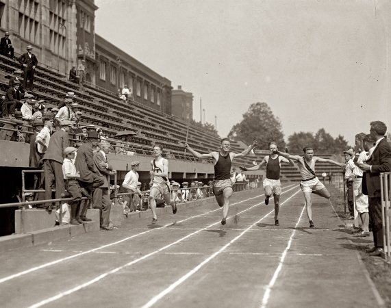 Photo showing: Running With a Fast Crowd --  High school track meet at Central Stadium, 1925. Washington, D.C.