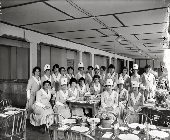 Photo showing: Nurses Do Lunch -- Washington, D.C., circa 1918. U.S. Food Administration cafeteria.