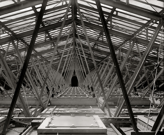 Photo showing: On the House -- Above the ceiling of the House of Representatives in the U.S. Capitol, 1925.