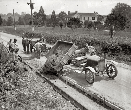 Photo showing: What a Dump -- A new sidewalk takes form in Washington, or the capital's Maryland suburbs, 1925.