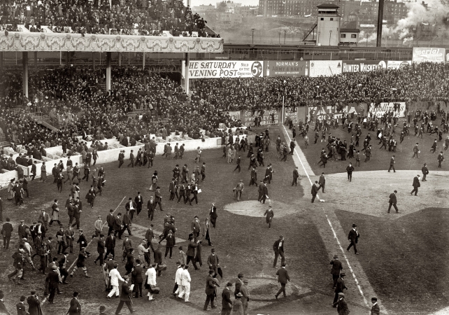 Photo showing: Polo Grounds World Series -- October 9, 1913. After the third game of the World Series. Philadelphia Athletics 8, New York Giants 2.