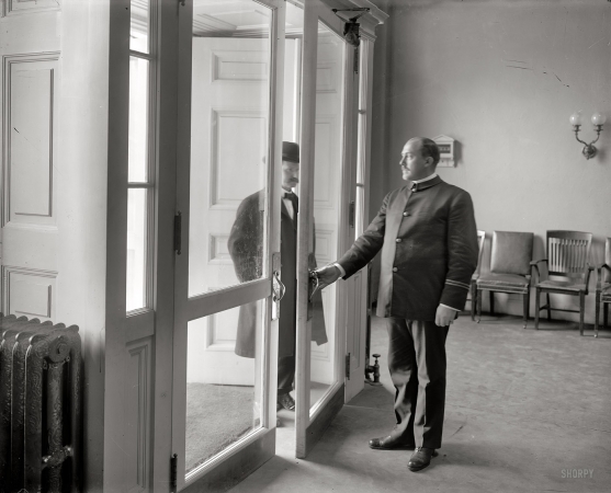 Photo showing: Welcome to the White House -- White House Executive Office entrance, circa 1908.
