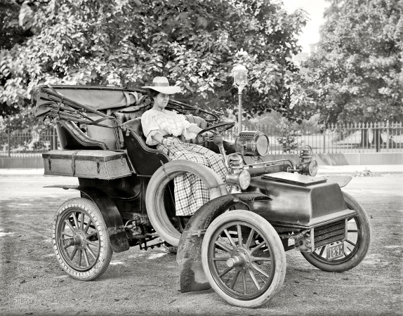 Photo showing: Cadillac Model B Runabout -- Washington, D.C. circa 1908. Miss Corine Murphy in auto.