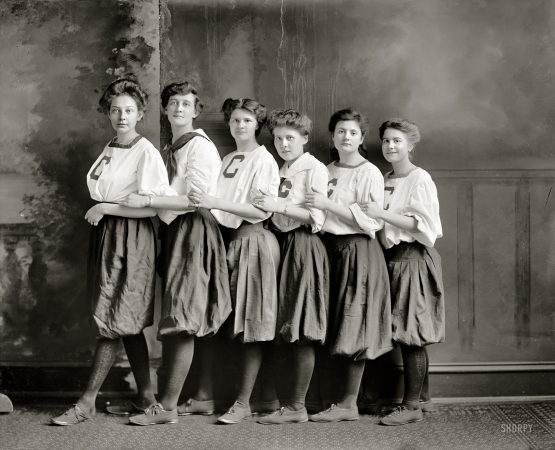 Photo showing: C Girls -- Washington, D.C., circa 1910. Girls' basketball. The C might stand for Central High.