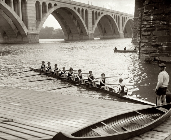 Photo showing: Capital Athletic Club -- May 1, 1926. Eight-oar shell crew of the Capital Athletic Club on the Potomac between the Francis Scott Key and Aqueduct bridges.