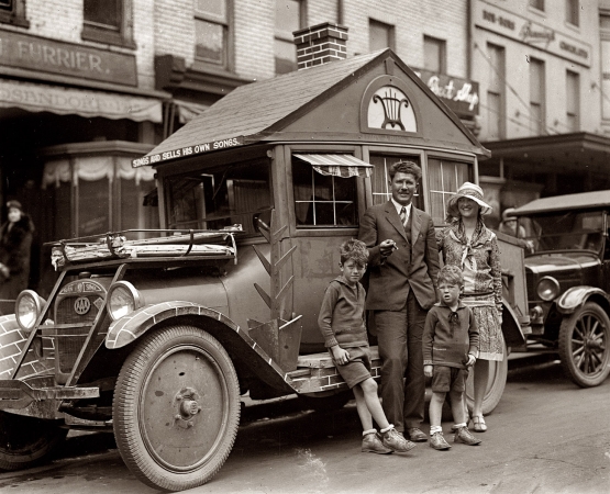 Photo showing: Our Home Away from Home -- Washington, D.C. April 3, 1929. June and Farrar Burn and family on G Street with their Ballad Bungalow.