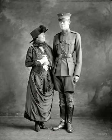 Photo showing: Marine and Mother -- Washington, D.C., circa 1916. Lelia Gordon Barnett, wife of the Marine Corps commandant, and her son Basil Gordon.