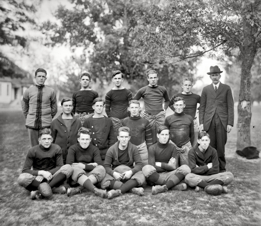 Photo showing: Charlotte Hall Football -- St. Mary's County, Maryland, circa 1920. Charlotte Hall football. Cadets at the military academy.  