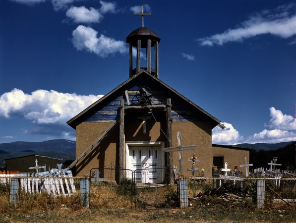 Photo showing: Llano de San Juan -- July or October 1940. Church at Llano de San Juan, New Mexico.