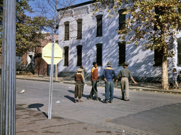 Photo showing: Union Street -- Boys with football at N and Union Streets S.W., Washington D.C. Autumn 1942.
